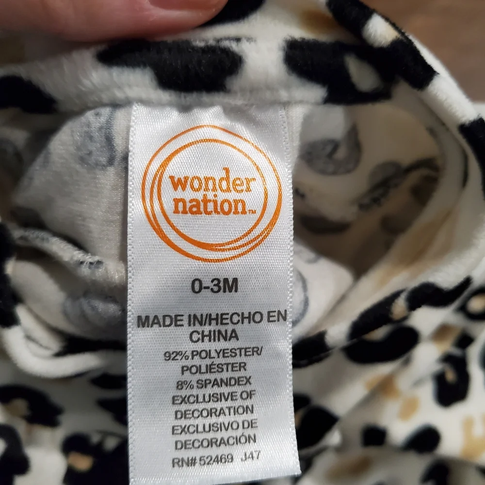 Wonder Nation Baby Girl Matching Set Velour Sweatsuit Leopard Print Ruffle 0-3M